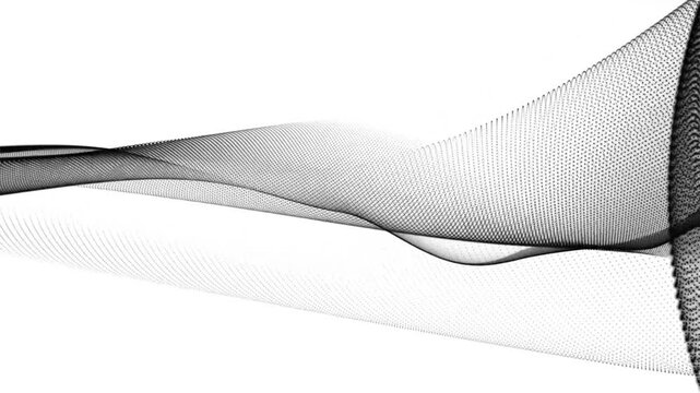 Abstract flowing wave pattern made of interconnected black dots on white a sophisticated digital showing