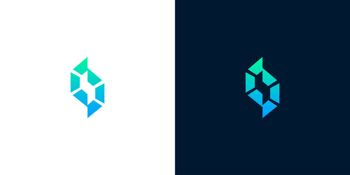 Modern letter S technology logo with digital network connection dots and gradient color scheme