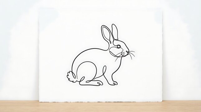 Minimalist rabbit outline drawing for modern interior wall decor