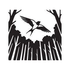 Obraz premium Barn Swallow Flying Bird Vector Silhouette Illustration Design Concept Idea