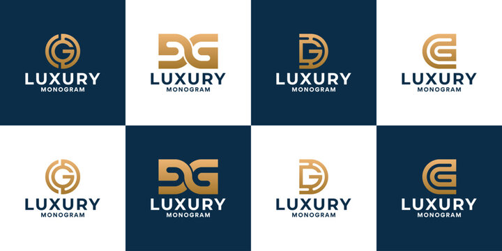 Set of initial letter DG logo design monogram