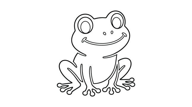 Cartoon Frog Illustration Black Line Art On White Background