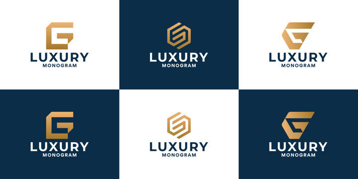 Set of initial letter G logo design monogram