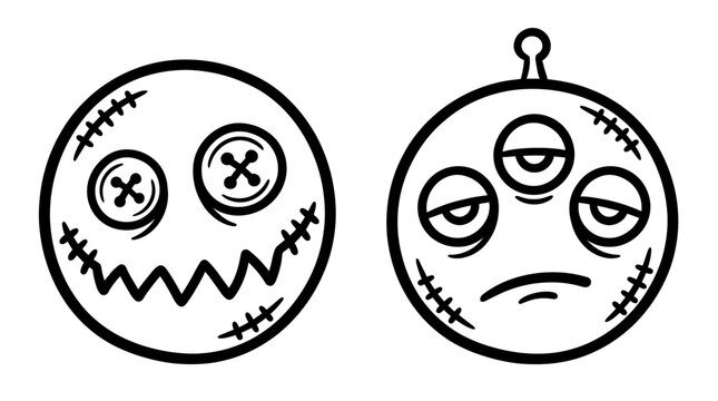 Creepy Doll Faces: Happy & Sad Halloween Monsters
