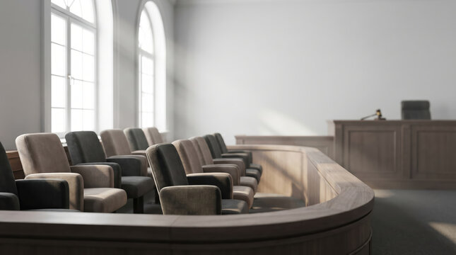 Jury in a courtroom during a legal process for justice