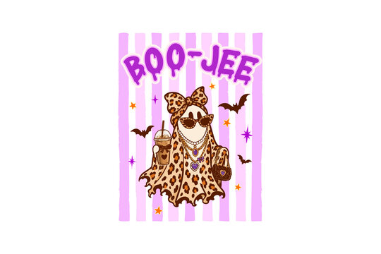 Boo Jee Funny Leopard Print Ghost Fashion Sublimation Design