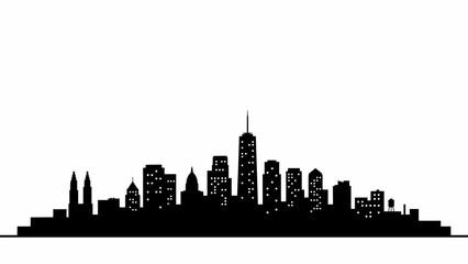 Obraz premium City Skyline Silhouette Against A White Background A Flat Vector Illustration Of Urban Architecture cityscape architecture buildings graphic