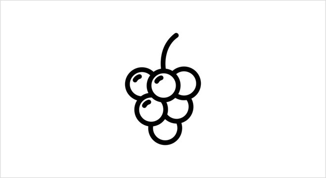 Simple Line Art Icon of a Bunch of Grapes.