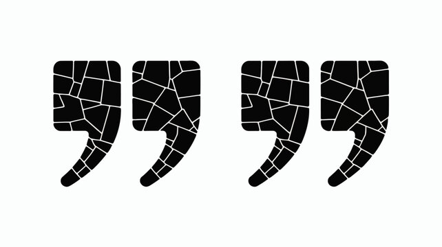Four Black Quotation Marks Display A Mosaic Silhouette Against A White Background mark quote speech inverted comma punctuation