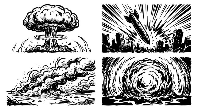 Explosion and destruction vector illustration