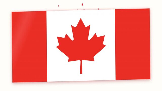 National Flag of Canada with Red Maple Leaf and Vertical Bands on White Background, Symbol of Canadian Patriotism and Identity