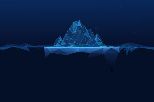 Low Poly Iceberg Illustration With Geometric Shapes And Dark Blue Tones
