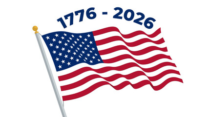 Fototapeta premium American flag, USA patriotic symbol, 250th anniversary, vector illustration isolated on White Background