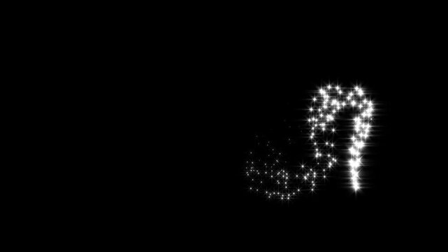 Luxury white glitter sparkles line star, twinkling glitter stars line animation, magic sparkling bokeh effect, fairy dust magic dust, pixie dust path, Christmas stars isolated black background 4k.