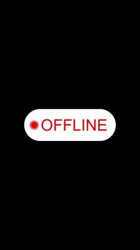 Offline button with red circle on white background. Offline button symbol for disconnected status notification. Offline button icon for system shutdown state.