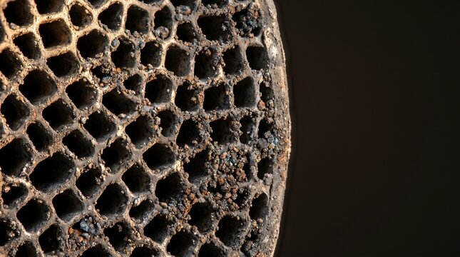 Creative Honeycomb texture, close-up, bee hive pattern, natural structure
