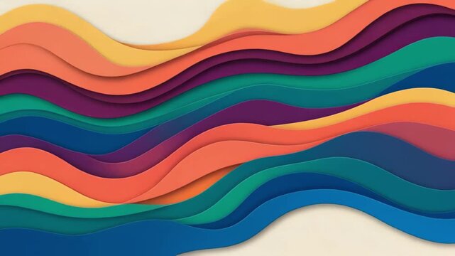 Colorful abstract layered waves background with vibrant flowing shapes and smooth curves for modern design