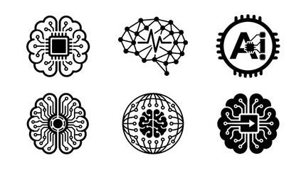 Artificial Intelligence Brain Icons Set © Nur