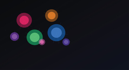 Fototapeta premium Vibrant colorful circles on dark background for creative design
