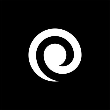 Letter e Negative Space Logo features a bold, fluid swirl 'e'. This unique, modern design is ideal for branding in software, innovation, or design firms seeking a clean, memorable image.