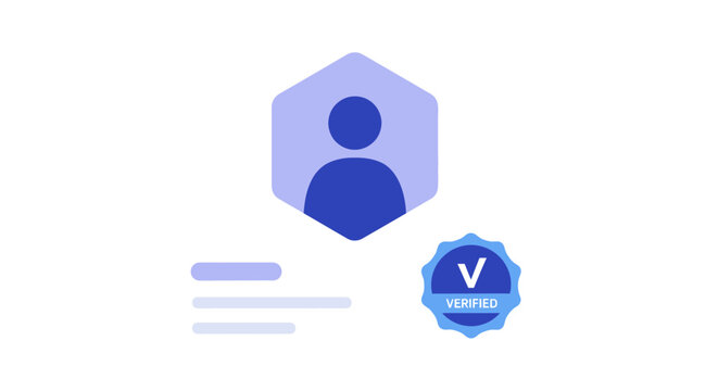 Verified User Profile Icon with Authentication Badge and Identity Security Seal