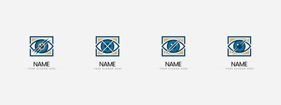 Set of modern eye vision and ophthalmology clinic logo templates with eye care, ophthalmology