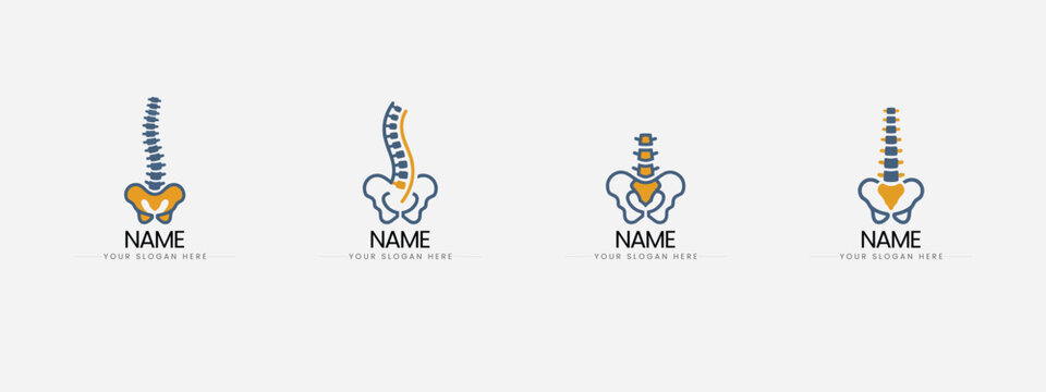 Spine and pelvis health logo designs for orthopedics with physical therapy orthopedic chiropractic