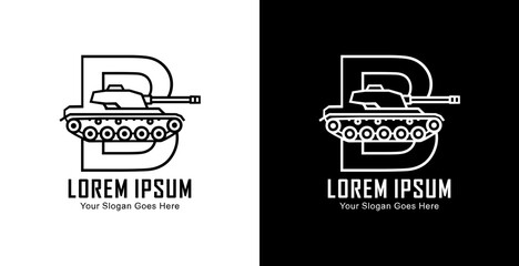 Logo design featuring the letter B combined with a tank © Yohanes