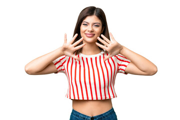 Obraz premium Young Russian woman over isolated chroma key background counting ten with fingers