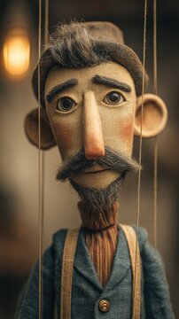 Puppet with a mustache and a suit