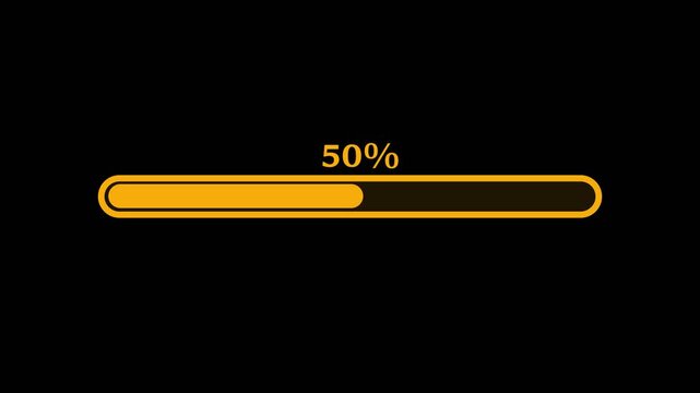 Abstract loading icon animation . Loading bar and percentage Futuristic progress loading bar 0-100 percent.on black backgraund. Colorful and Pastel Colored Loading Progress Bar