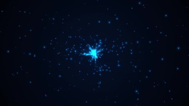 Abstract digital network connection with glowing blue particles and lines