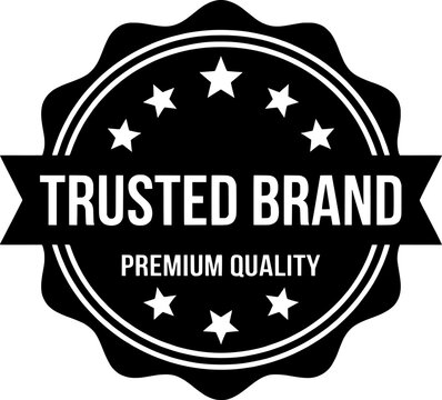 Trusted Brand Premium Quality Badge Seal Vector Design &ndash; Professional Certification Emblem Label for Business Branding, Product Packaging, Marketing, Warranty and Quality Assurance
