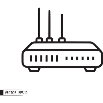 WiFi router icon, wireless network symbol, internet connectivity device, vector EPS
