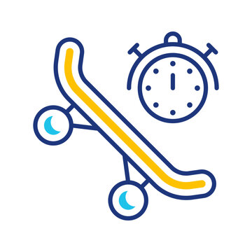 Skateboard sharing icon. Business and vehicle sharing line symbol. Color.