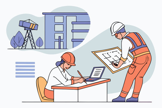 construction worker and building site