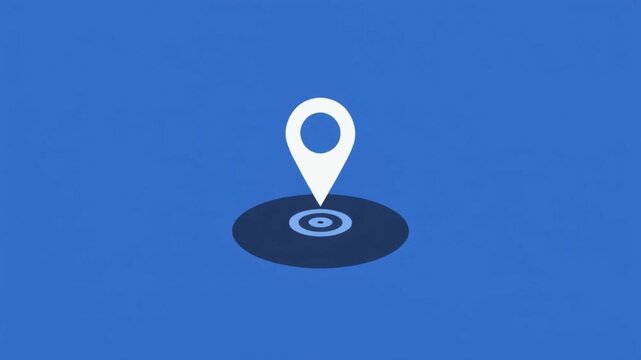 Location marker icon animation loop showing pulsating digital rings on a blue background for modern web navigation video motion