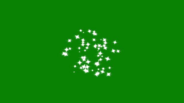 Glitter light star sparkle, blast star shining comet trace with glare effect. Twinkling 2D glitter star blast animation. glittering magic shimmer on green screen.4K