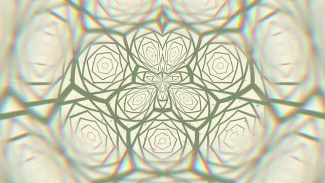 A loop animation fractal pattern background,sage green and cream color with grain film effect, shake effecf , and noise texture background