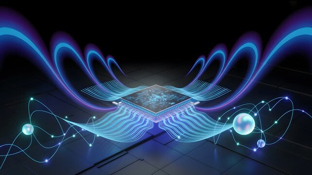 Quantum Computing Chip with Energy Waves and Atomic Technology Concept