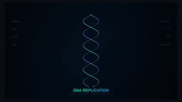 DNA Double Helix Replication Animation Biotech Science Technology Visualization Loop 4K Motion Background