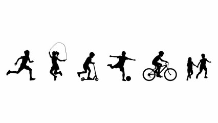 Obraz premium Silhouette Collection Of People Engaging In Various Physical Activities Against A White Background silhouettes human figure figures person