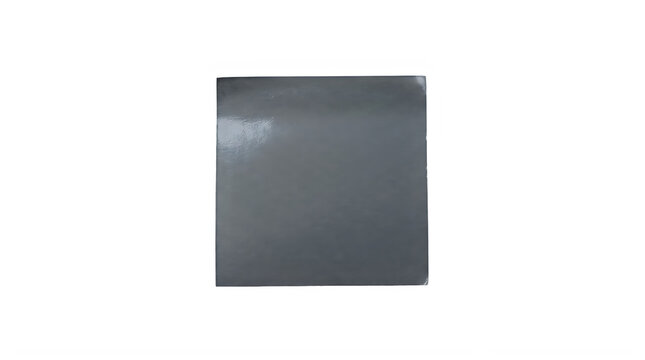Gray metallic reflective rectangular plate with smooth surface and rounded edges transparent background