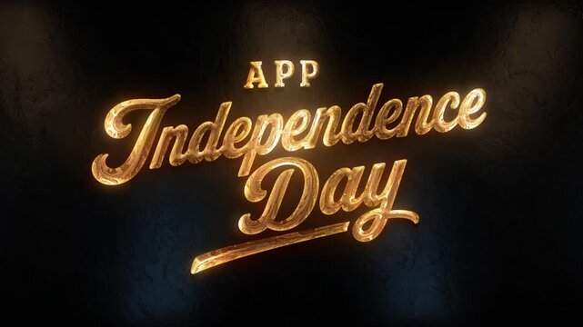 Happy Independence Day Golden 3D Cinematic Text Animation