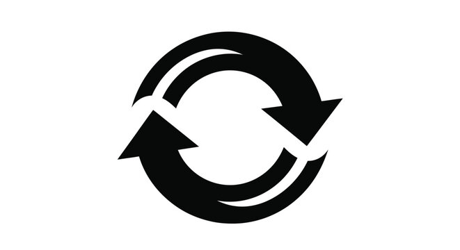 Circular arrow symbol in black silhouette cycle