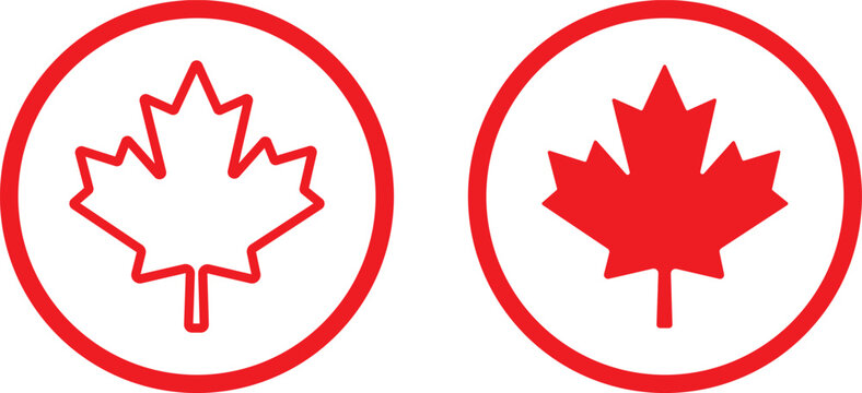 Maple leaf icon. Canada flag sign. Red maple leaves vector illustration. red and black maple leaf canada icon sign vector design. National Canadian emblem. Autumn fall symbol