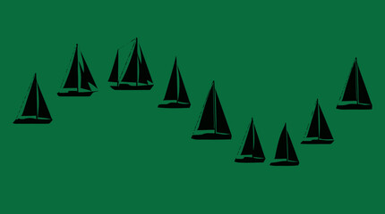 Obraz premium An isometric illustration of sailboats on green water