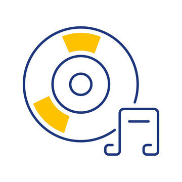Vinyl record icon. Entertainment and music media line symbol. Color.