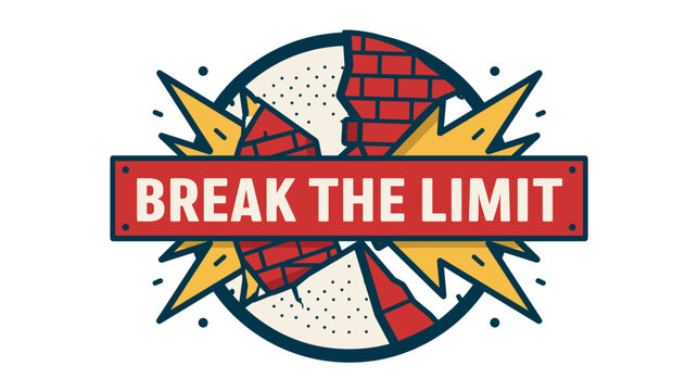 Vibrant graphic with bold text urging to break limits creatively.