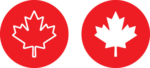 Fototapeta na wymiar Maple leaf icon. Canada flag sign. Red maple leaves vector illustration. red and black maple leaf canada icon sign vector design. National Canadian emblem. Autumn fall symbol. flat design canada flag 